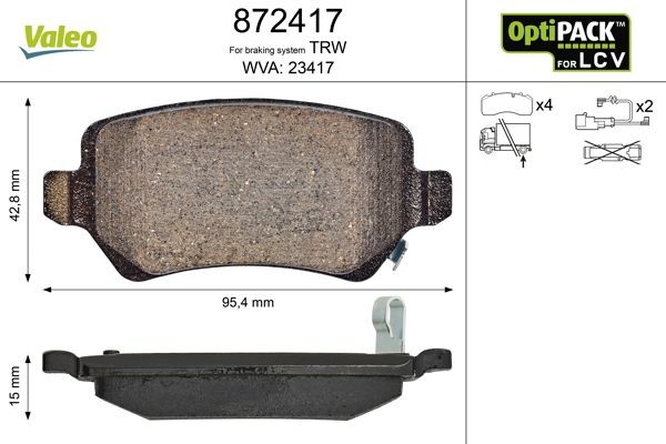 VALEO Brake pad set Article number: 872417 cheaply