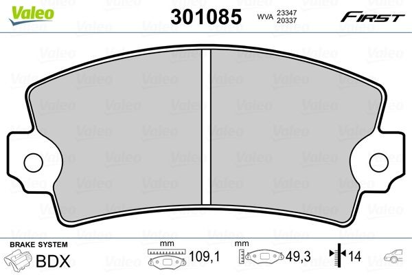 VALEO Brake pad set Article number: 301085 cheaply