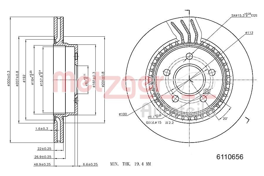 METZGER Brake disc Article number: 6110656 cheaply