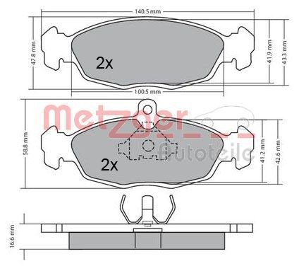 METZGER Brake pad set Article number: 1170015 cheaply