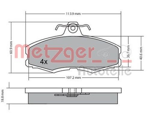 METZGER Brake pad set Article number: 1170286 cheaply