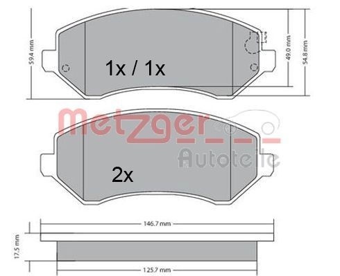 METZGER Brake pad set Article number: 1170378 cheaply