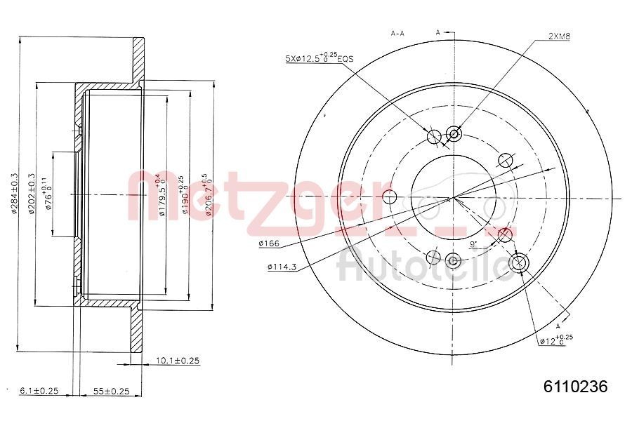 METZGER Brake disc Article number: 6110236 cheaply