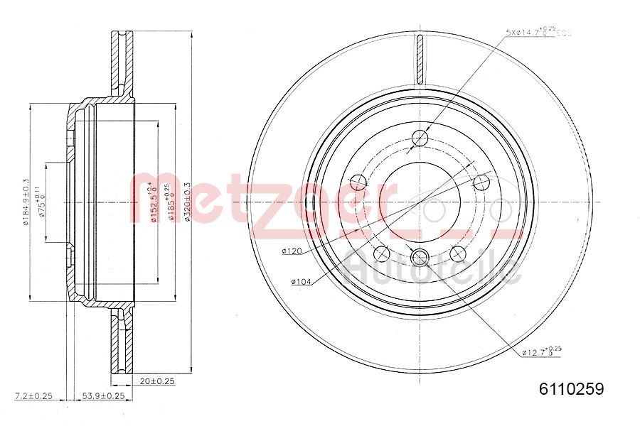 METZGER Brake disc Article number: 6110259 cheaply