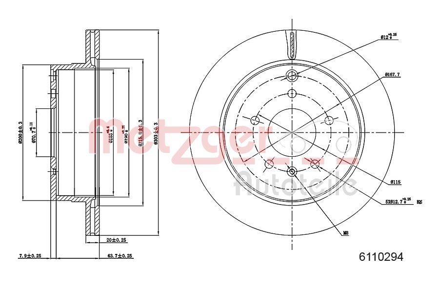 METZGER Brake disc Article number: 6110294 cheaply