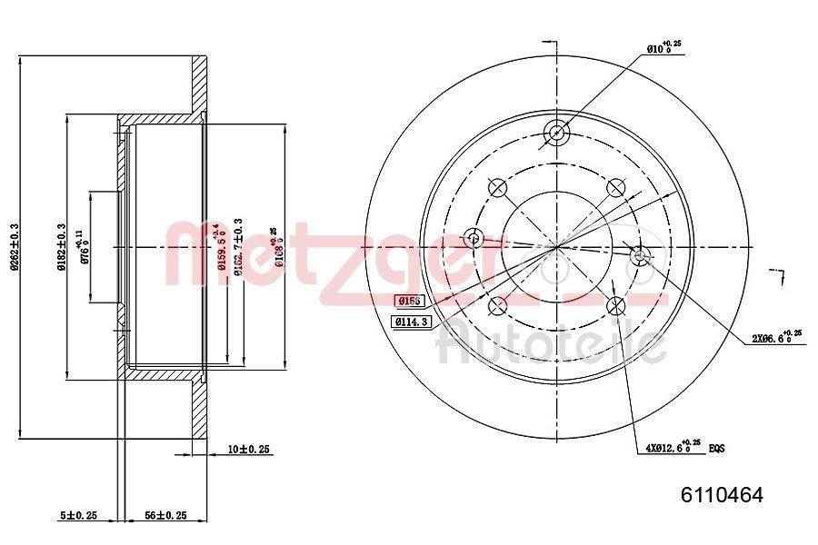 METZGER Brake disc Article number: 6110464 cheaply