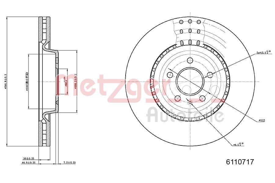 METZGER Brake disc Article number: 6110717 cheaply