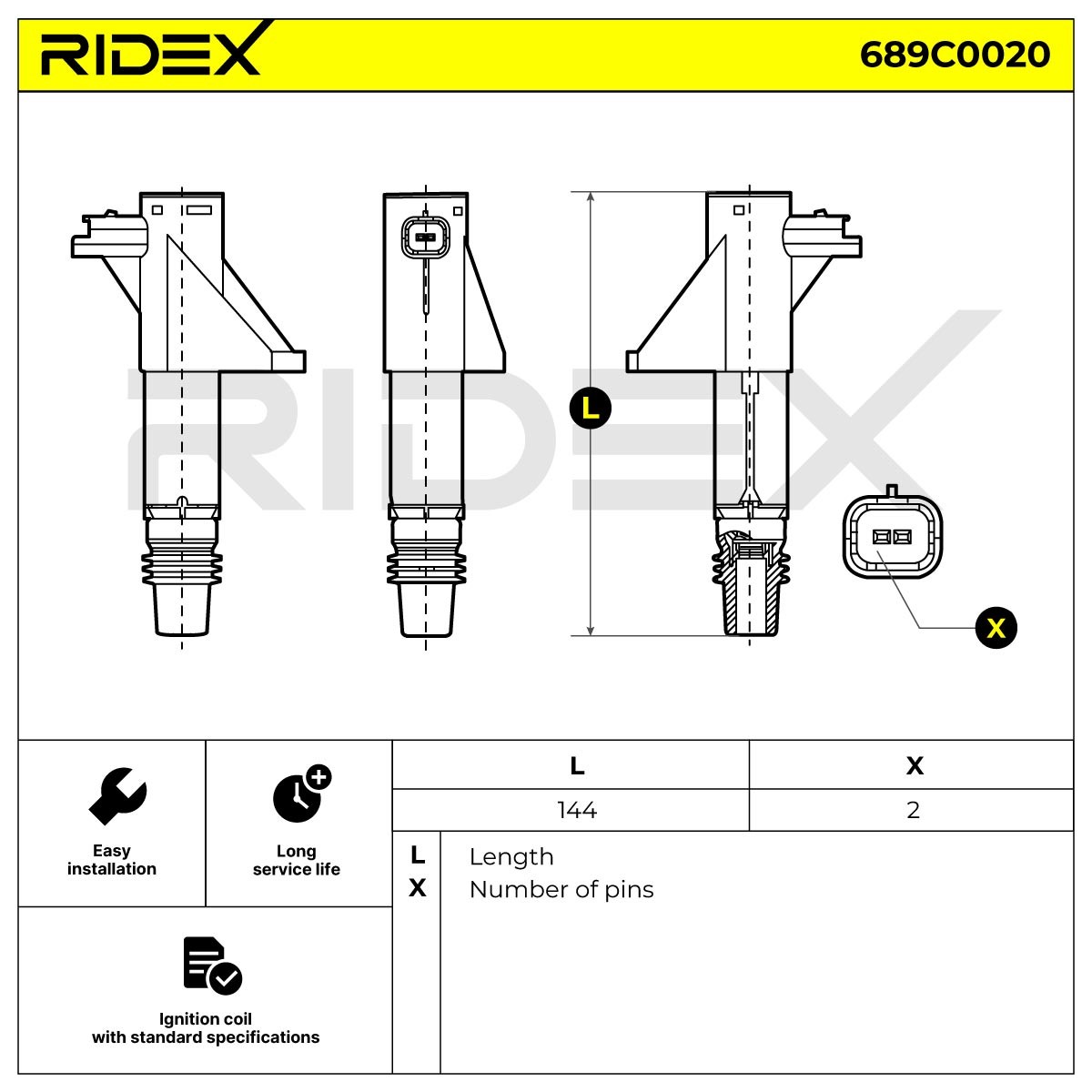 RIDEX Ignition coil Article number: 689C0020 cheaply