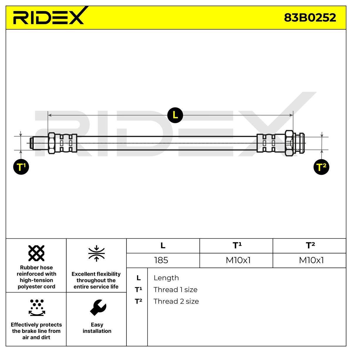RIDEX Brake hose Article number: 83B0252 cheaply