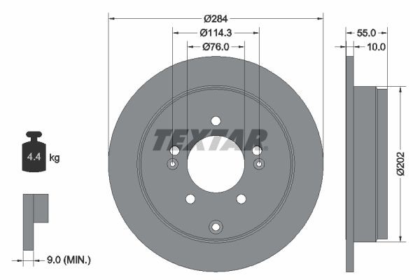 TEXTAR Brake disc Article number: 92271003 cheaply