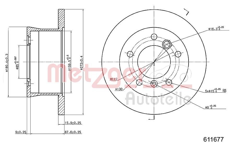 METZGER Brake disc Article number: 6110677 cheaply