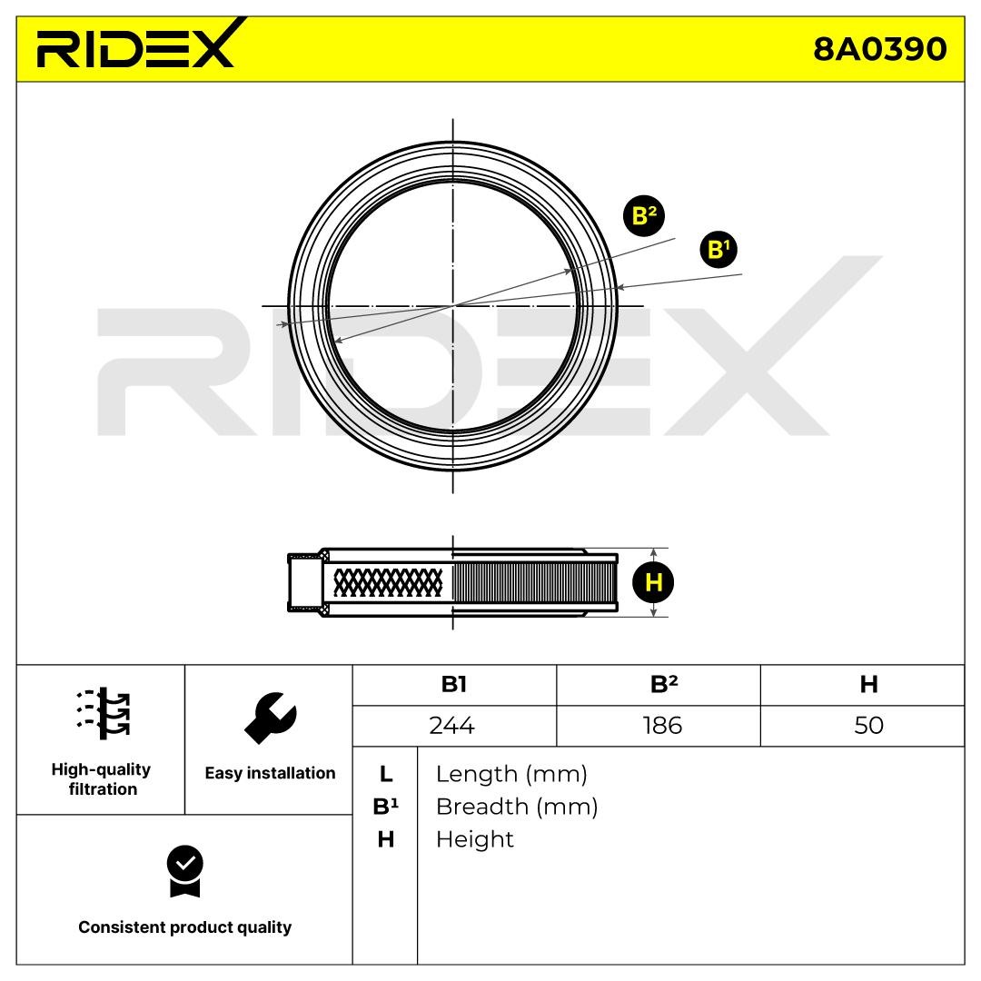 RIDEX Air filter Article number: 8A0390 cheaply