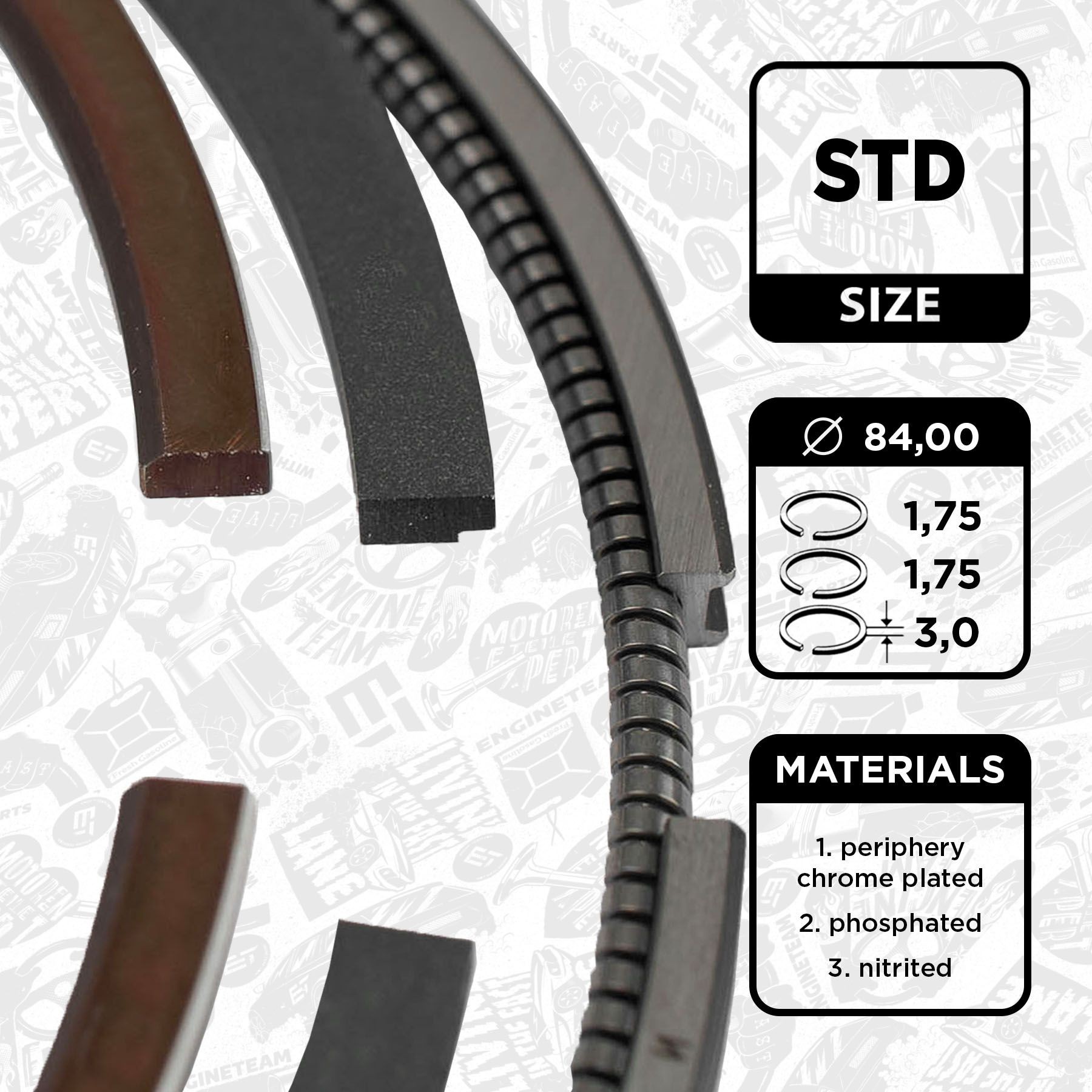ET ENGINETEAM Piston Ring Kit Article number: R1003500 cheaply