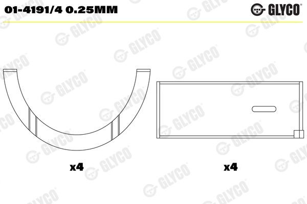 GLYCO Big End Bearings Article number: 01-4191/4 0.25mm cheaply