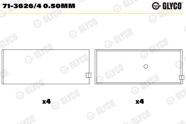 GLYCO Big End Bearings Article number: 71-3626/4 0.50mm cheaply