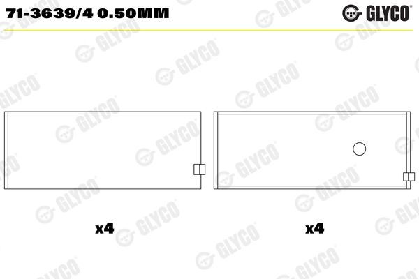 GLYCO Big End Bearings Article number: 71-3639/4 0.50mm cheaply