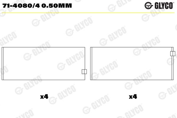 GLYCO Stempelstanglager artikkelnummer: 71-4080/4 0.50mm billig
