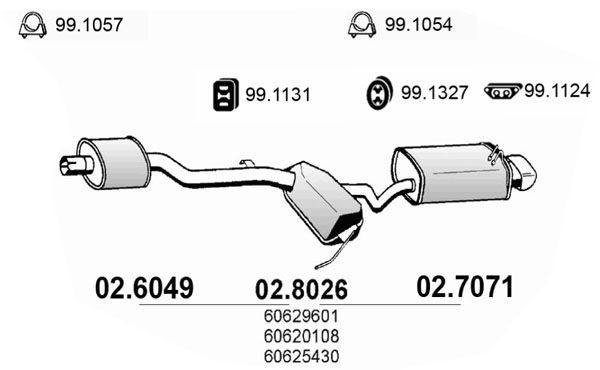 ASSO 02.8026 Mellem- / bagerste lydpotte 145 1.9 JTD (930.A4B) 105 HK Diesel 2001