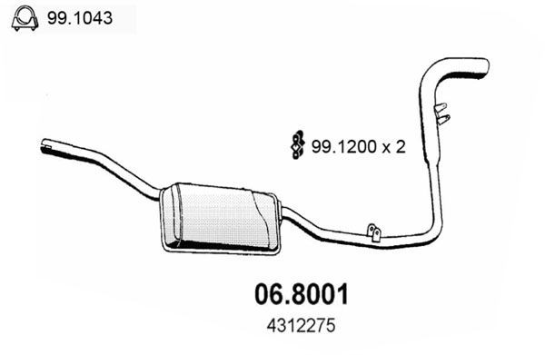ASSO 06.8001 Middle- / End Silencer A 112 0.9 E 47 PS Petrol 1986