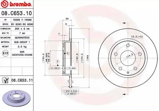 BREMBO Bremseskive Varenummer: 08.C653.11 billige