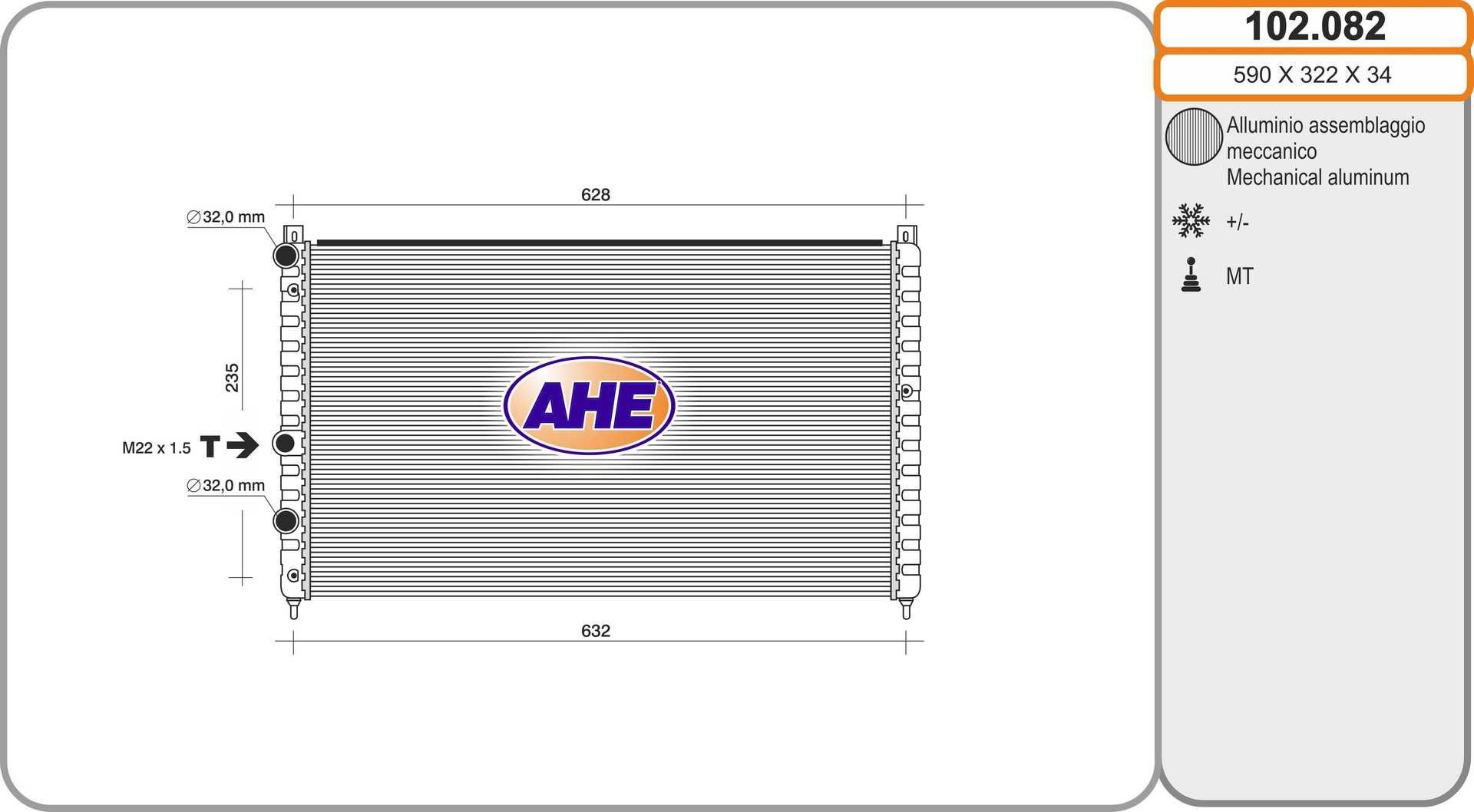 AHE Engine radiator Article number: 102.082 cheaply