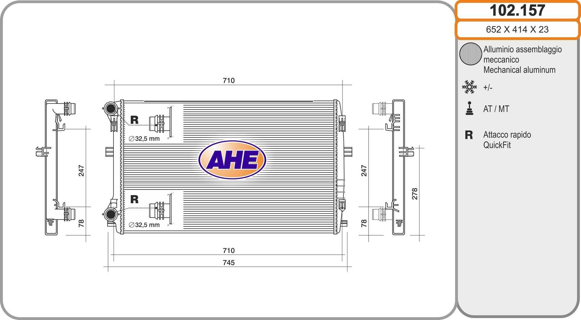 AHE Radiaator, mootorijahutus Artikli number: 102.157 soodsalt