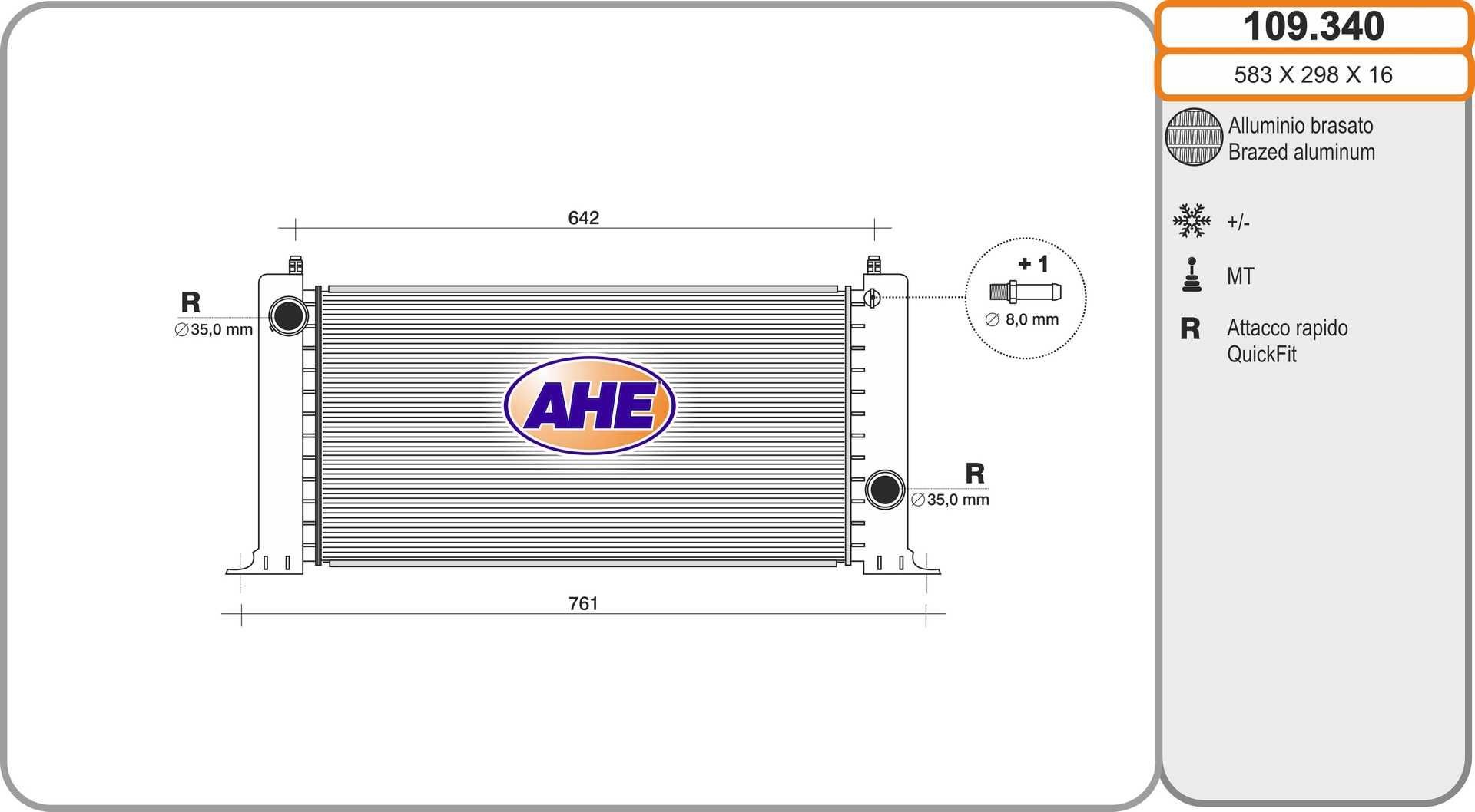AHE Engine radiator Article number: 109.340 cheaply
