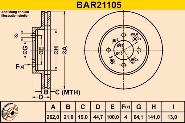 Barum Brake disc Article number: BAR21105 cheaply