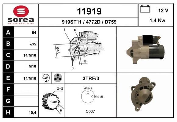 EAI Starter motor Article number: 11919 cheaply