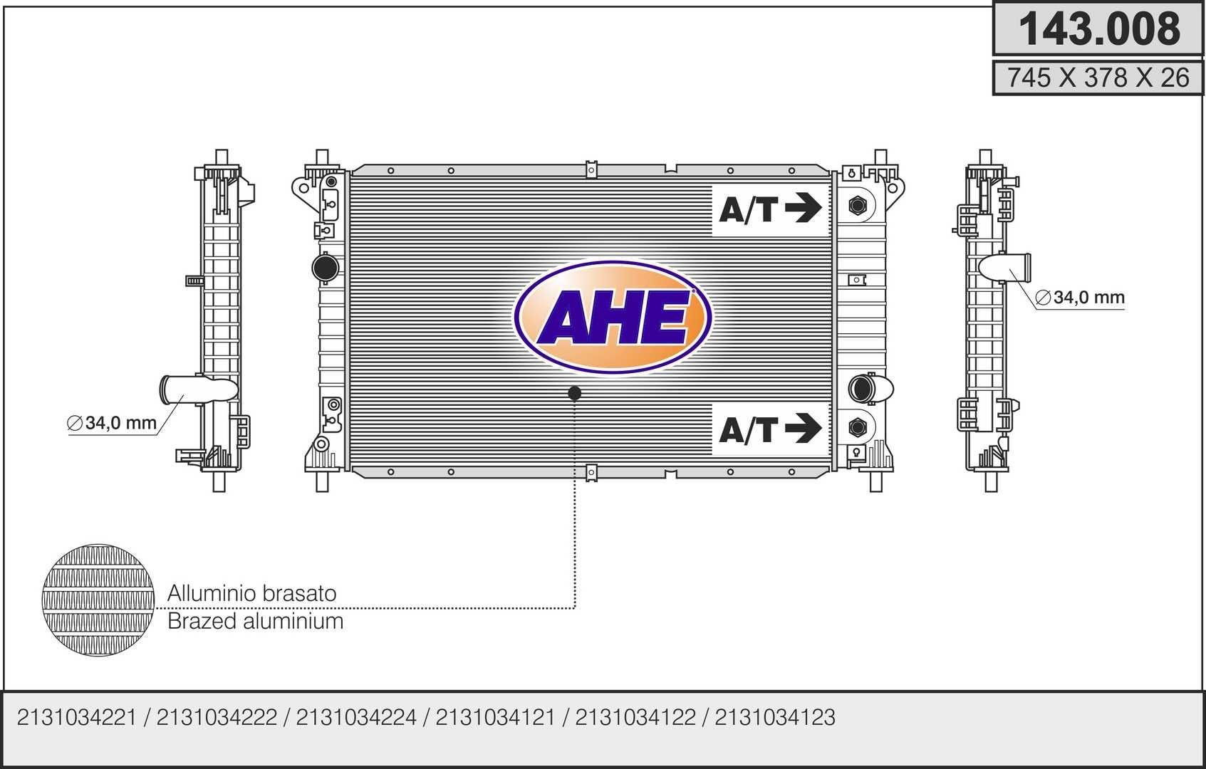 AHE Radiaator, mootorijahutus Artikli number: 143.008 soodsalt