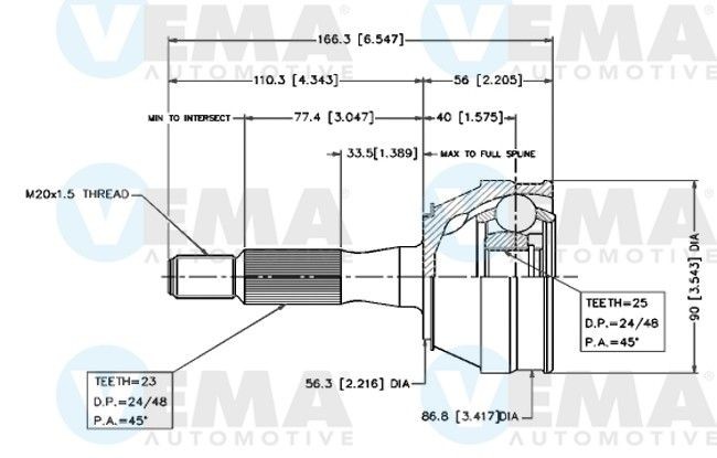 VEMA Joint kit, drive shaft Article number: 18243 cheaply