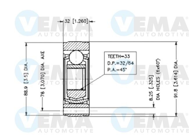 VEMA Joint kit, drive shaft Article number: 18380 cheaply