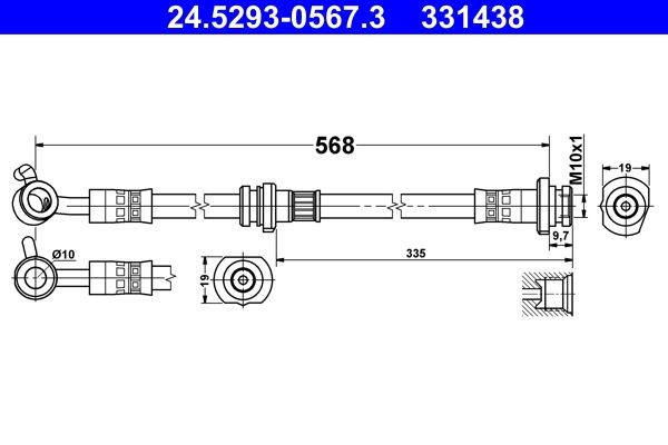 ATE Brake hose Article number: 24.5293-0567.3 cheaply