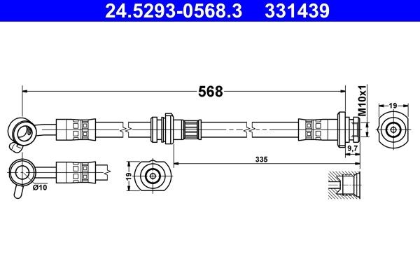 ATE Brake hose Article number: 24.5293-0568.3 cheaply