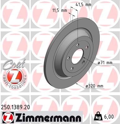 ZIMMERMANN Brake disc Article number: 250.1389.20 cheaply
