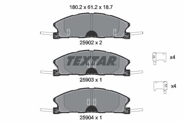 TEXTAR Brake pad set Article number: 2590201 cheaply