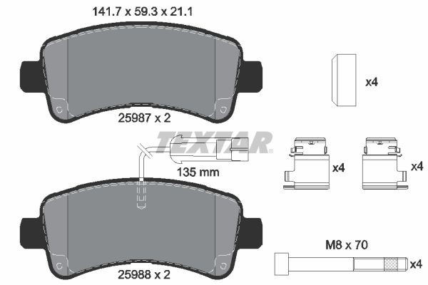 TEXTAR Brake pad set Article number: 2598701 cheaply