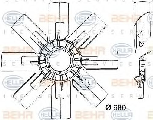 HELLA Fan Wheel, engine cooling Article number: 8MV 376 727-021 cheaply