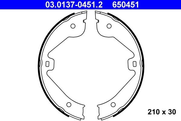 ATE Handbrake shoes Article number: 03.0137-0451.2 cheaply