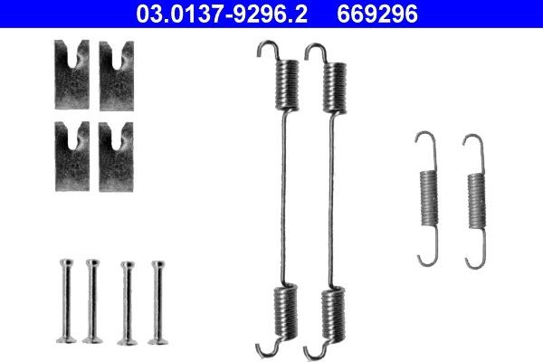 ATE 03.0137-9296.2 Lisakomplekt, Piduriklotsid COMBO 1.3 CDTI (C26, D26, E26, C05) 95 HP Diisel