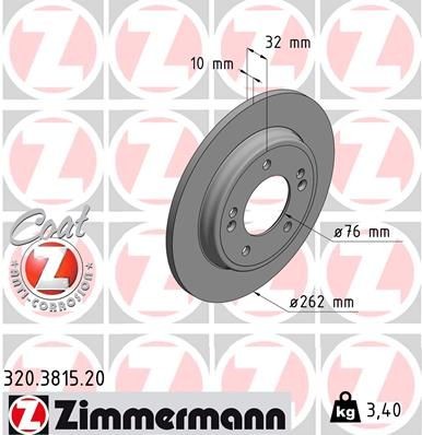 ZIMMERMANN Brake disc Article number: 320.3815.20 cheaply