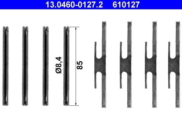 ATE 13.0460-0127.2 Monteringssæt til bremseklodser ASCONA 1.6 i (F11, M11, F68, M68) 75 HK Benzin 1988