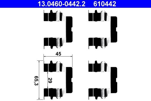 ATE 13.0460-0442.2 Monteringssæt til bremseklodser SPACE RUNNER 1.8 4WD 122 HK Benzin 1999