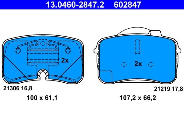 ATE Brake pad set Article number: 13.0460-2847.2 cheaply