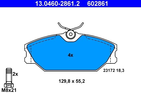 ATE Piduriklotsid Artikli number: 13.0460-2861.2 soodsalt