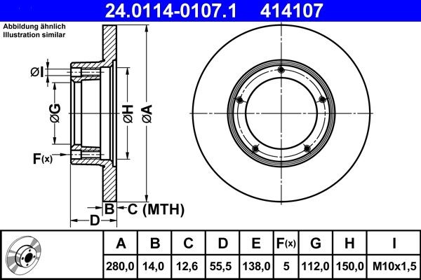 ATE Brake disc Article number: 24.0114-0107.1 cheaply