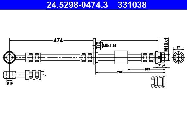 ATE Brake hose Article number: 24.5298-0474.3 cheaply
