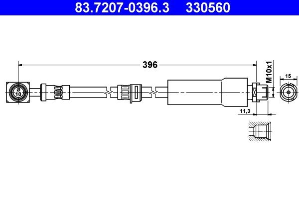 ATE Brake hose Article number: 83.7207-0396.3 cheaply