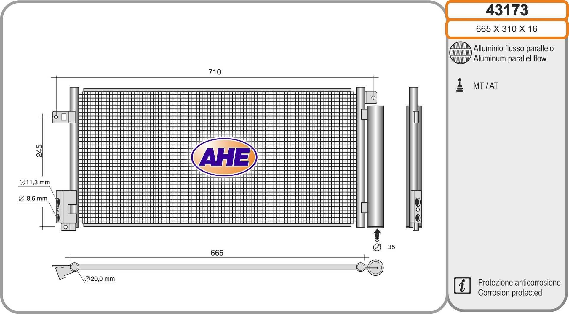 AHE Air conditioning condenser Article number: 43173 cheaply