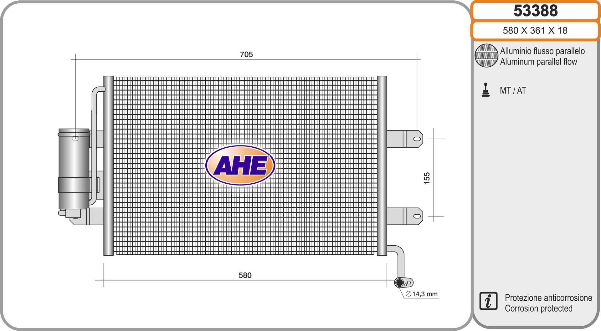 AHE Air conditioning condenser Article number: 53388 cheaply